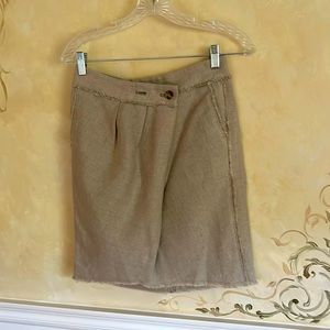 Michael kors linen tan frayed edge mini skirt
